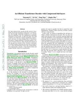 An Efficient Transformer Decoder with Compressed Sub-layers