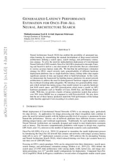 Generalized Latency Performance Estimation for Once-For-All Neural
  Architecture Search