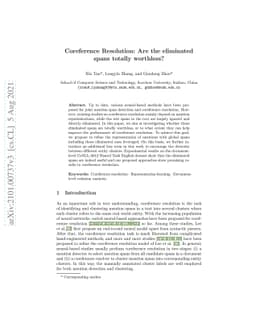 Coreference Resolution: Are the eliminated spans totally worthless?