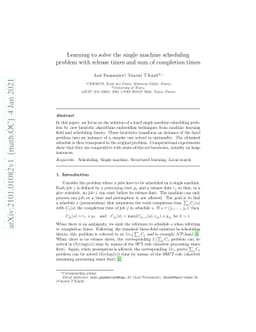 Learning to solve the single machine scheduling problem with release
  times and sum of completion times