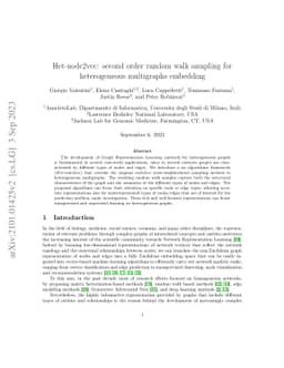 Het-node2vec: second order random walk sampling for heterogeneous
  multigraphs embedding