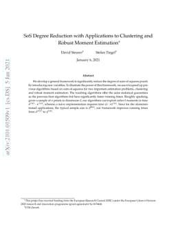 SoS Degree Reduction with Applications to Clustering and Robust Moment
  Estimation
