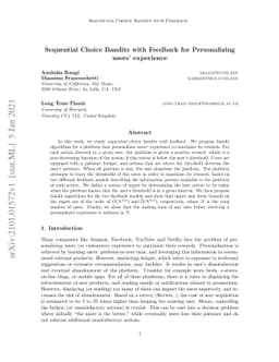 Sequential Choice Bandits with Feedback for Personalizing users'
  experience