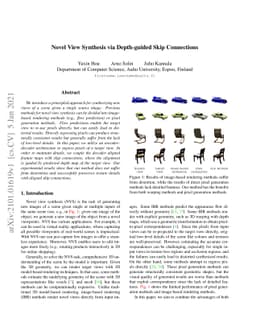 Novel View Synthesis via Depth-guided Skip Connections