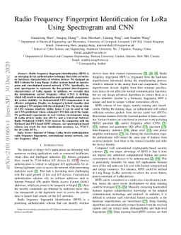 Radio Frequency Fingerprint Identification for LoRa Using Spectrogram
  and CNN