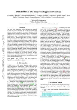 Interspeech 2021 Deep Noise Suppression Challenge