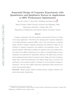 Sequential Design of Computer Experiments with Quantitative and
  Qualitative Factors in Applications to HPC Performance Optimization