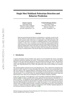Single Shot Multitask Pedestrian Detection and Behavior Prediction