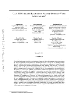 Can RNNs learn Recursive Nested Subject-Verb Agreements?
