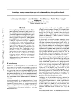 Handling many conversions per click in modeling delayed feedback