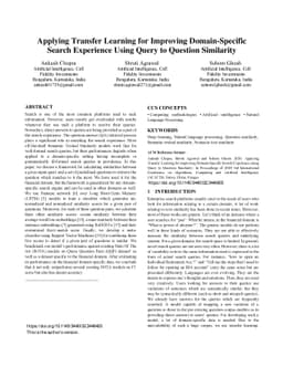 Applying Transfer Learning for Improving Domain-Specific Search
  Experience Using Query to Question Similarity