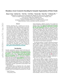 Boundary-Aware Geometric Encoding for Semantic Segmentation of Point
  Clouds