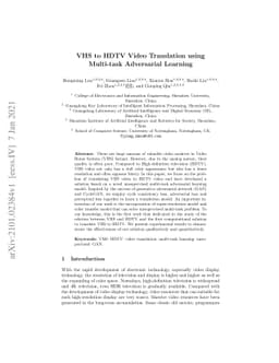 VHS to HDTV Video Translation using Multi-task Adversarial Learning