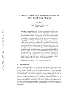 MRNet: a Multi-scale Residual Network for EEG-based Sleep Staging