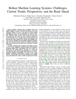 Robust Machine Learning Systems: Challenges, Current Trends,
  Perspectives, and the Road Ahead