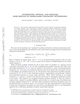 Accelerated, Optimal, and Parallel: Some Results on Model-Based
  Stochastic Optimization