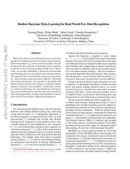 Shallow Bayesian Meta Learning for Real-World Few-Shot Recognition