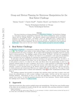 Grasp and Motion Planning for Dexterous Manipulation for the Real Robot
  Challenge