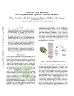 Adversarial Attack Attribution: Discovering Attributable Signals in
  Adversarial ML Attacks