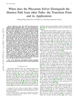 When does the Physarum Solver Distinguish the Shortest Path from other
  Paths: the Transition Point and its Applications