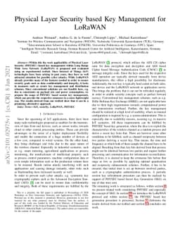 Physical Layer Security based Key Management for LoRaWAN