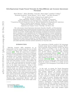 E(3)-Equivariant Graph Neural Networks for Data-Efficient and Accurate
  Interatomic Potentials