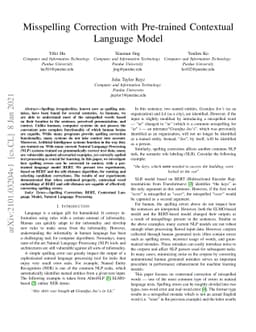 Misspelling Correction with Pre-trained Contextual Language Model