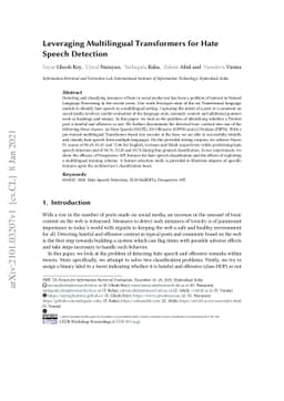 Leveraging Multilingual Transformers for Hate Speech Detection