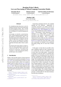 Breaking Writer's Block: Low-cost Fine-tuning of Natural Language
  Generation Models