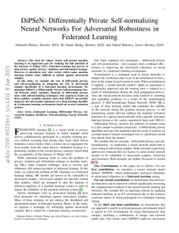 DiPSeN: Differentially Private Self-normalizing Neural Networks For
  Adversarial Robustness in Federated Learning