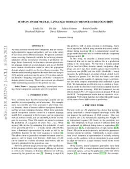 Domain-aware Neural Language Models for Speech Recognition