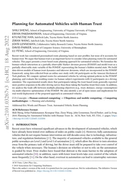 Planning for Automated Vehicles with Human Trust