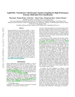 LightXML: Transformer with Dynamic Negative Sampling for
  High-Performance Extreme Multi-label Text Classification