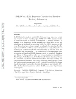 SARS-Cov-2 RNA Sequence Classification Based on Territory Information
