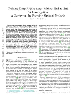 Training Deep Architectures Without End-to-End Backpropagation: A Survey
  on the Provably Optimal Methods