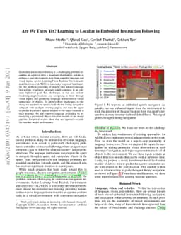 Are We There Yet? Learning to Localize in Embodied Instruction Following