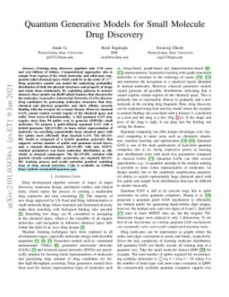 Quantum Generative Models for Small Molecule Drug Discovery