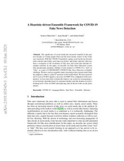 A Heuristic-driven Ensemble Framework for COVID-19 Fake News Detection