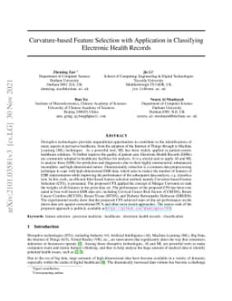 Curvature-based Feature Selection with Application in Classifying
  Electronic Health Records