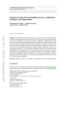 Machine Learning Towards Intelligent Systems: Applications, Challenges,
  and Opportunities