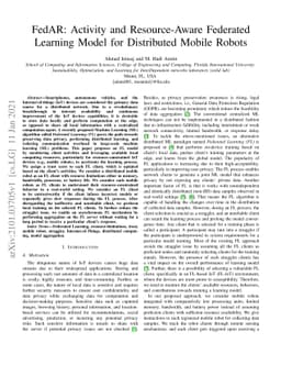 FedAR: Activity and Resource-Aware Federated Learning Model for
  Distributed Mobile Robots