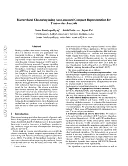 Hierarchical Clustering using Auto-encoded Compact Representation for
  Time-series Analysis