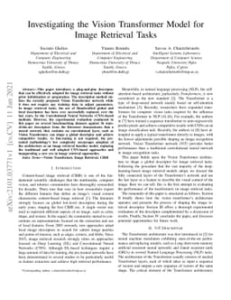 Investigating the Vision Transformer Model for Image Retrieval Tasks