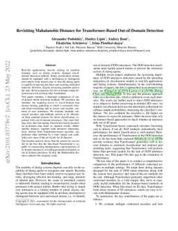 Revisiting Mahalanobis Distance for Transformer-Based Out-of-Domain
  Detection