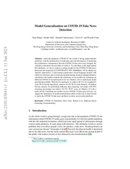 Model Generalization on COVID-19 Fake News Detection