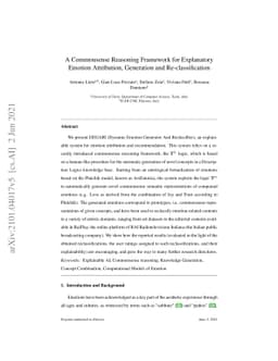 A Commonsense Reasoning Framework for Explanatory Emotion Attribution,
  Generation and Re-classification