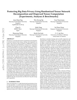 Protecting Big Data Privacy Using Randomized Tensor Network
  Decomposition and Dispersed Tensor Computation