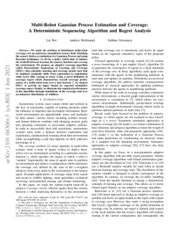 Multi-Robot Gaussian Process Estimation and Coverage: A Deterministic
  Sequencing Algorithm and Regret Analysis