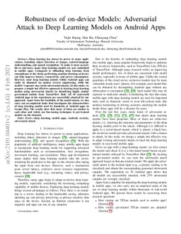 Robustness of on-device Models: Adversarial Attack to Deep Learning
  Models on Android Apps