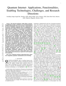 Quantum Internet- Applications, Functionalities, Enabling Technologies,
  Challenges, and Research Directions